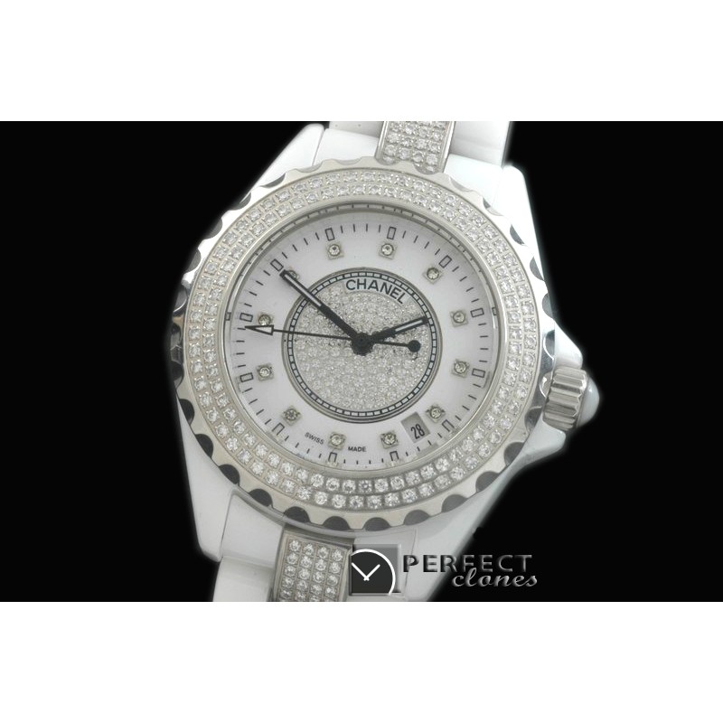 CHA00721 J12 Men Diamonds Cerarmic White Jap Quartz