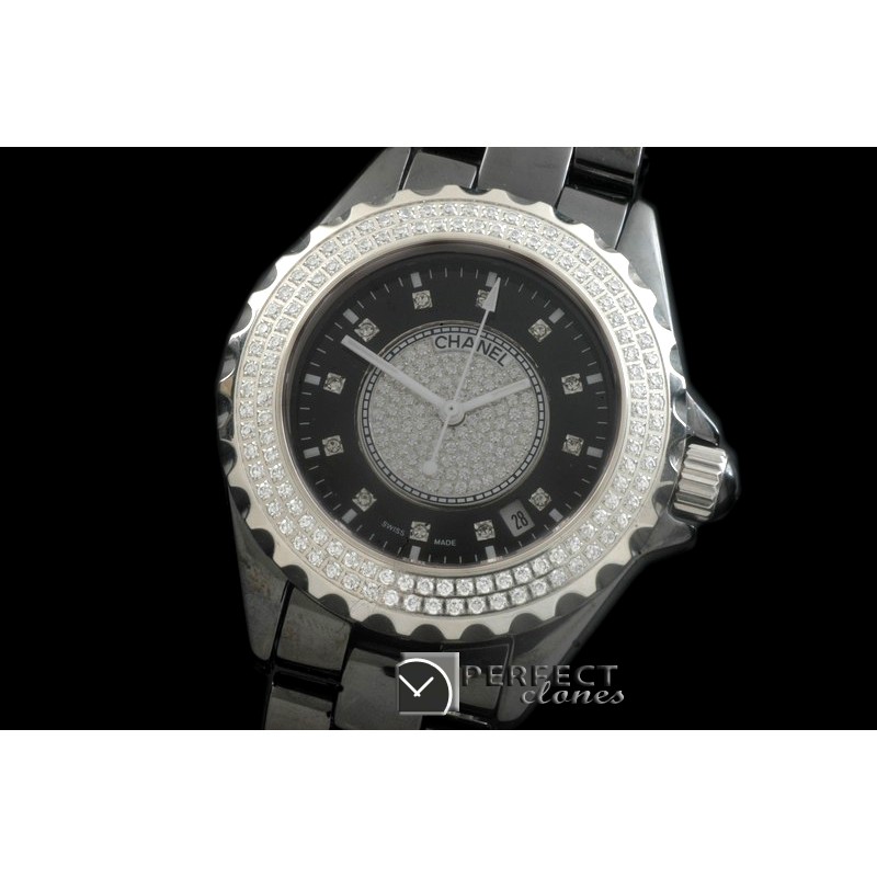 CHA00712 J12 Men Diamonds Cerarmic Black Jap Quartz