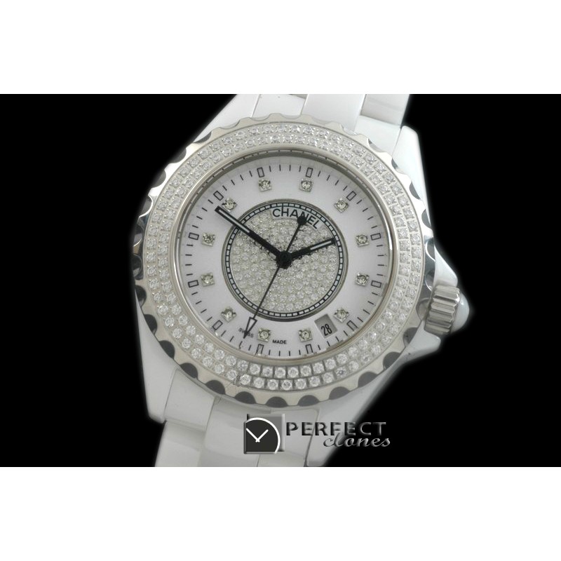 CHA00711 J12 Men Diamonds Cerarmic White Jap Quartz