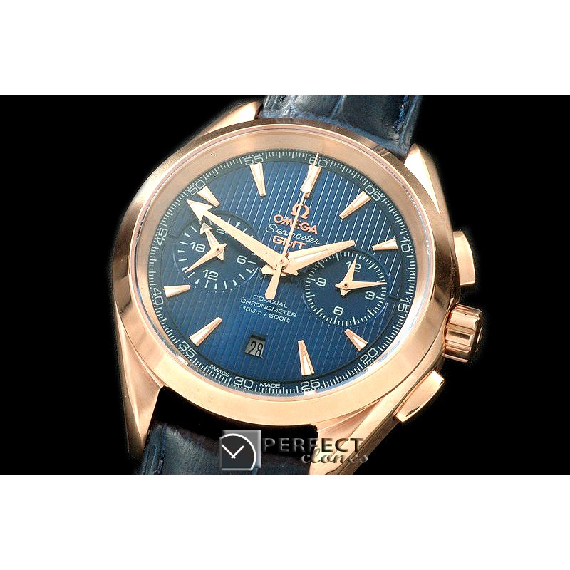 OMATC43-113 Aqua Terra Chronograph RG/LE Blue A-7750