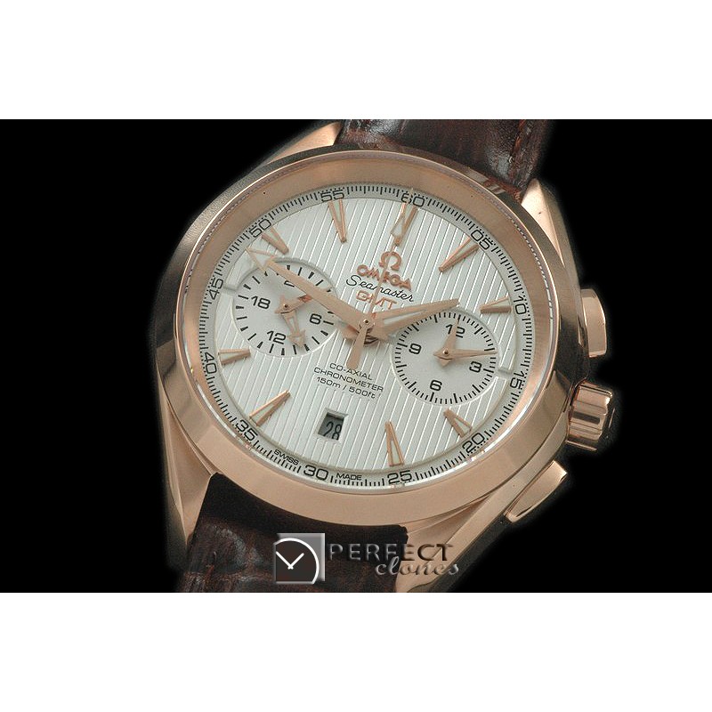 OMATC43-111 Aqua Terra Chronograph RG/LE White A-7750