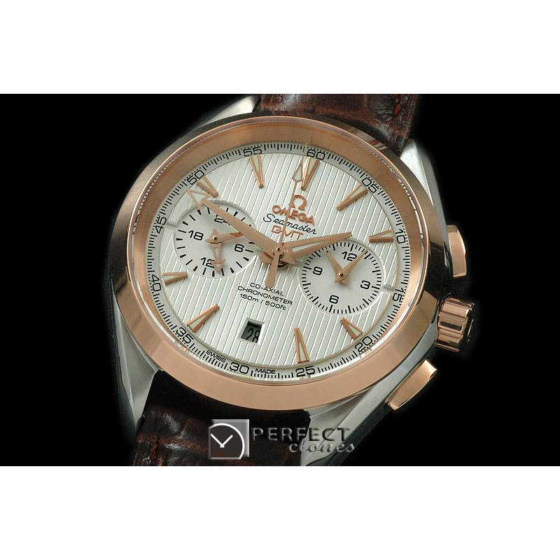 OMATC43-106 Aqua Terra Chronograph SS/RG/LE White A-7750