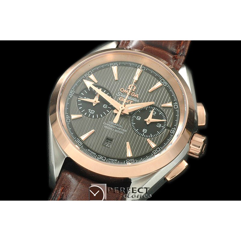 OMATC43-107 Aqua Terra Chronograph SS/RG/LE Grey A-7750