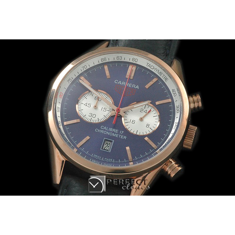 TG16-113 Carrera 16 Chrono RG/LE Blue Jap OS20 Qtz