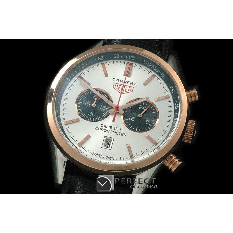 TG16-106 Carrera 16 Chrono SS/RG/LE White Jap OS20 Qtz