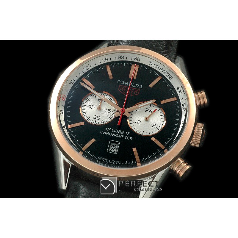 TG16-107 Carrera 16 Chrono SS/RG/LE Black Jap OS20 Qtz