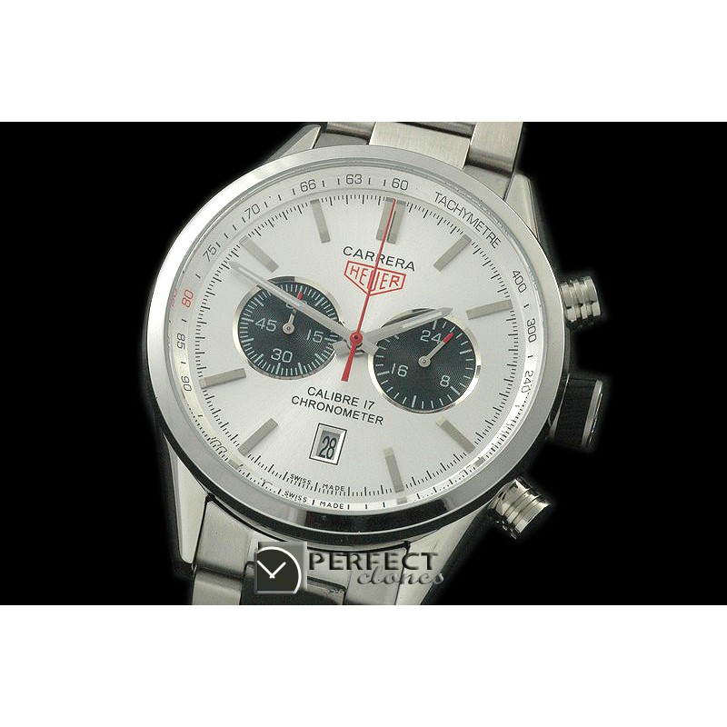 TG16-101S Carrera 16 Chrono SS/SS White Jap OS20 Qtz