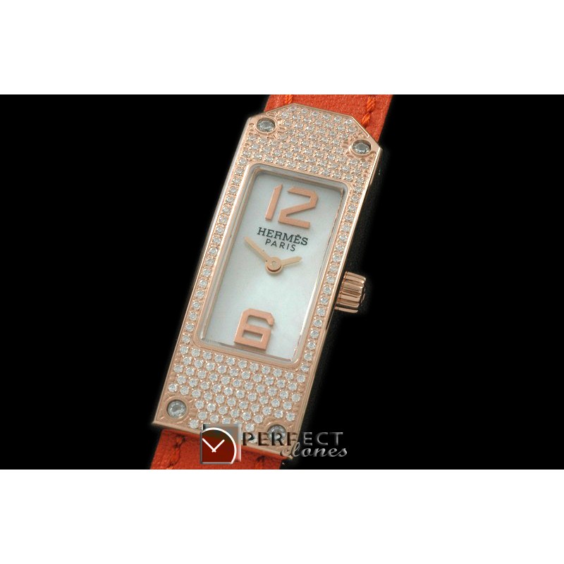 HE-KELLY-123 Kelly 2 RG/LE/F-Diam White/Togo Swiss Quartz