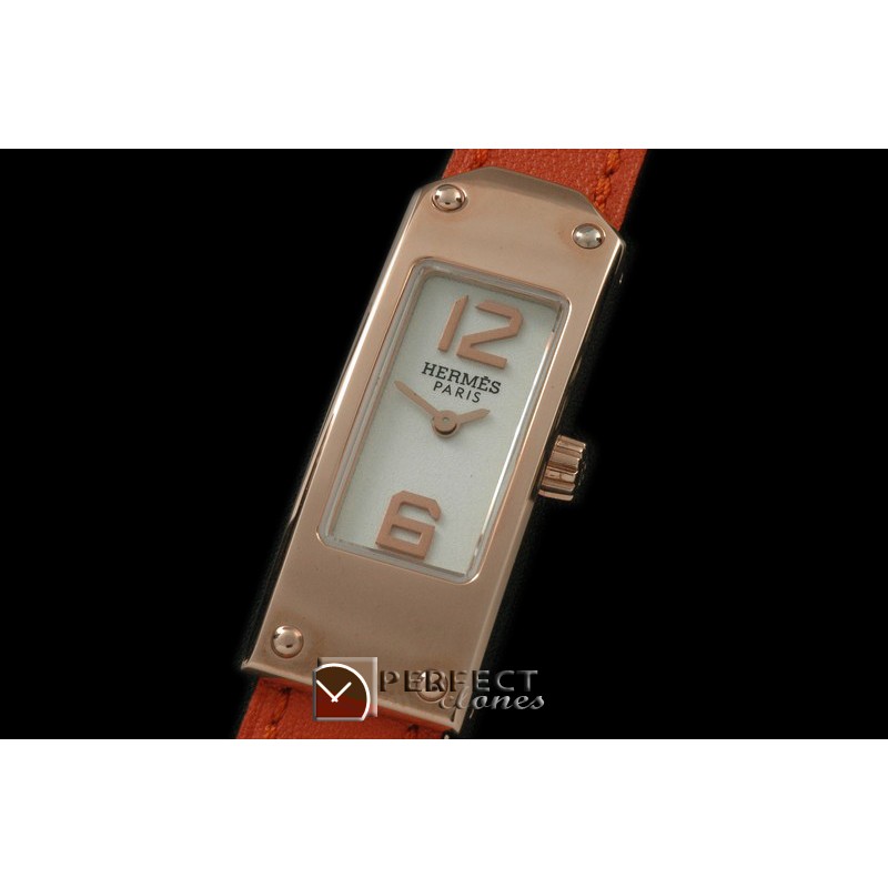 HE-KELLY-121 Kelly 2 RG/LE White/Togo Swiss Quartz