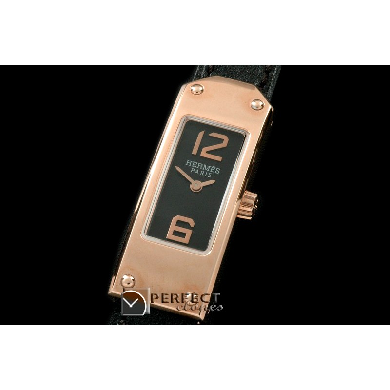 HE-KELLY-124 Kelly 2 RG/LE Black/Togo Swiss Quartz