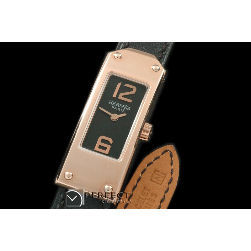 HE-KELLY-164 Kelly 2 Long RG/LE Black/Togo Swiss Quartz