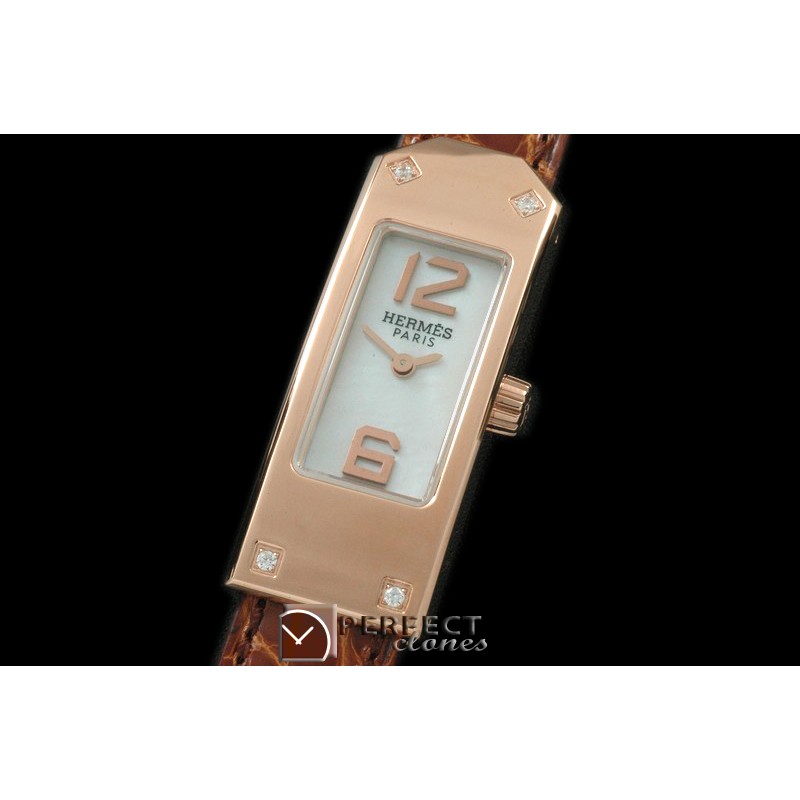 HE-KELLY-132 Kelly 2 RG/LE/Diam White/Croc Swiss Quartz
