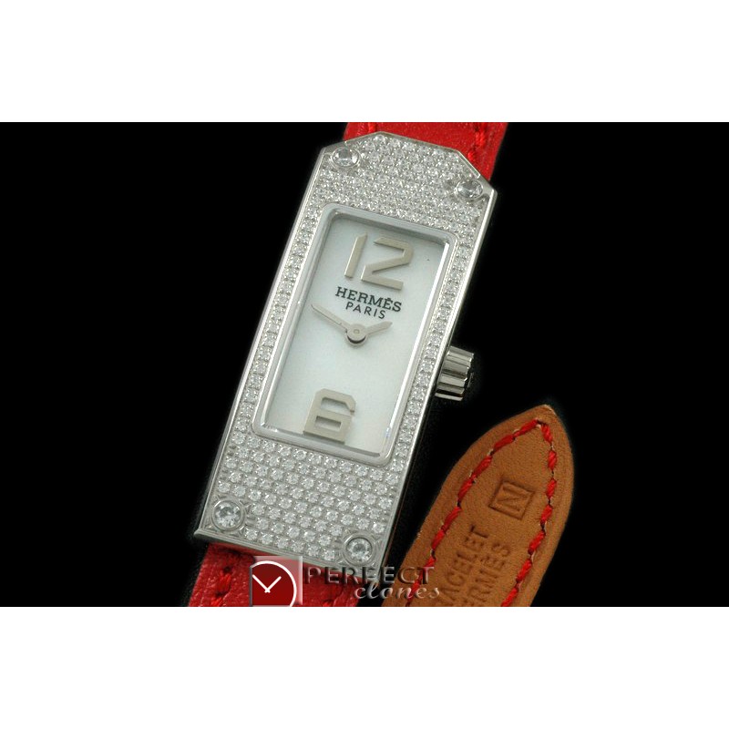 HE-KELLY-153 Kelly 2 Long SS/LE/F-Diam White/Togo Swiss Quartz