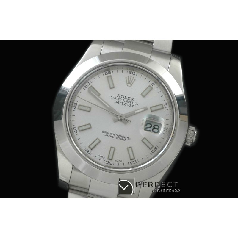 R41DJS09001 SS Oyster/Smooth White Sticks Asian Eta 2836