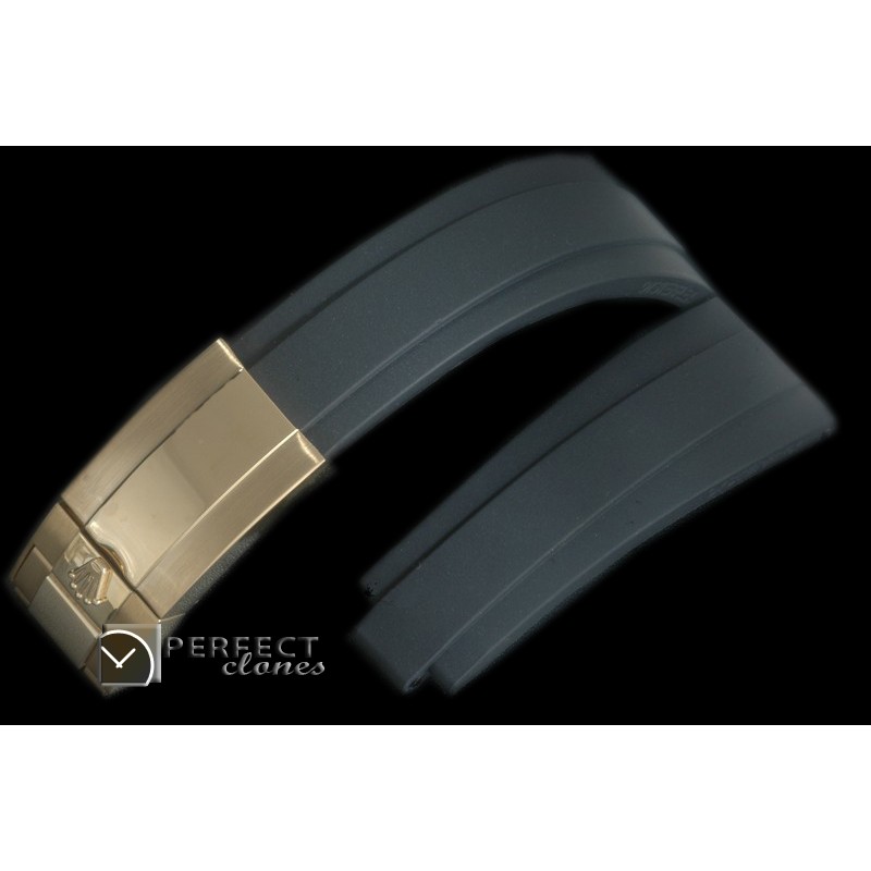 RLRU00102 Black Rubber Strap 20/16 with YG Insignia Clasp