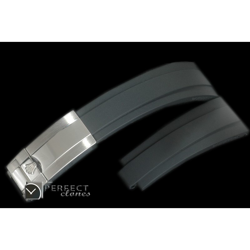 RLRU00101 Black Rubber Strap 20/16 with SS Insignia Clasp
