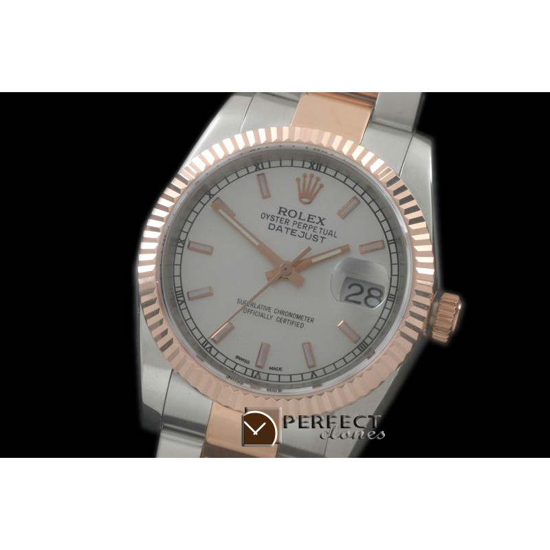 R41DJTR00102 SS/RG Oyster Fluted M-White Sticks Asian Eta 2836-2