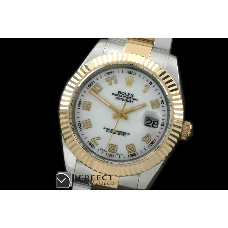 R41DJT00133 SS/YG Oyster Fluted White Gold Num Asian Eta 2836-2