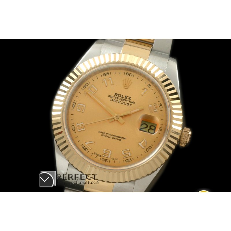 R41DJT00135 SS/YG Oyster Fluted Gold Num Asian Eta 2836-2