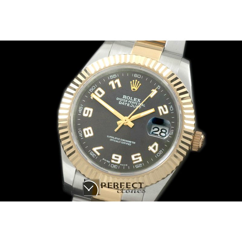 R41DJT00134 SS/YG Oyster Fluted Grey Gold Num Asian Eta 2836-2