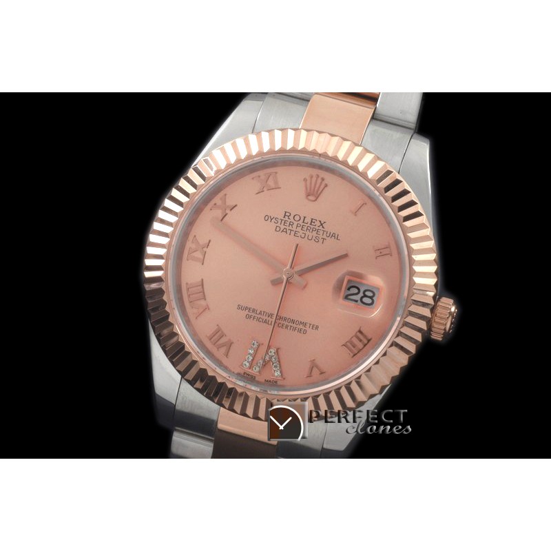 R41DJTR00116 SS/RG Oyster Fluted R-Gold Roman Asian Eta 2836