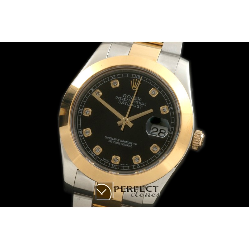 R41DJT09022 SS Oyster/Smooth Black Diam Asian Eta 2836