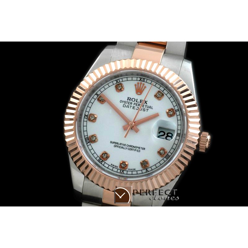 R41DJTR00141 SS/RG Oyster Fluted P-White Diam Asian Eta 2836-2