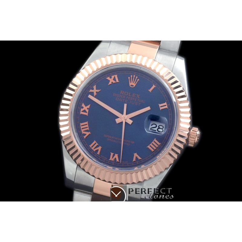 R41DJTR00115 SS/RG Oyster Fluted Blue Roman Asian Eta 2836