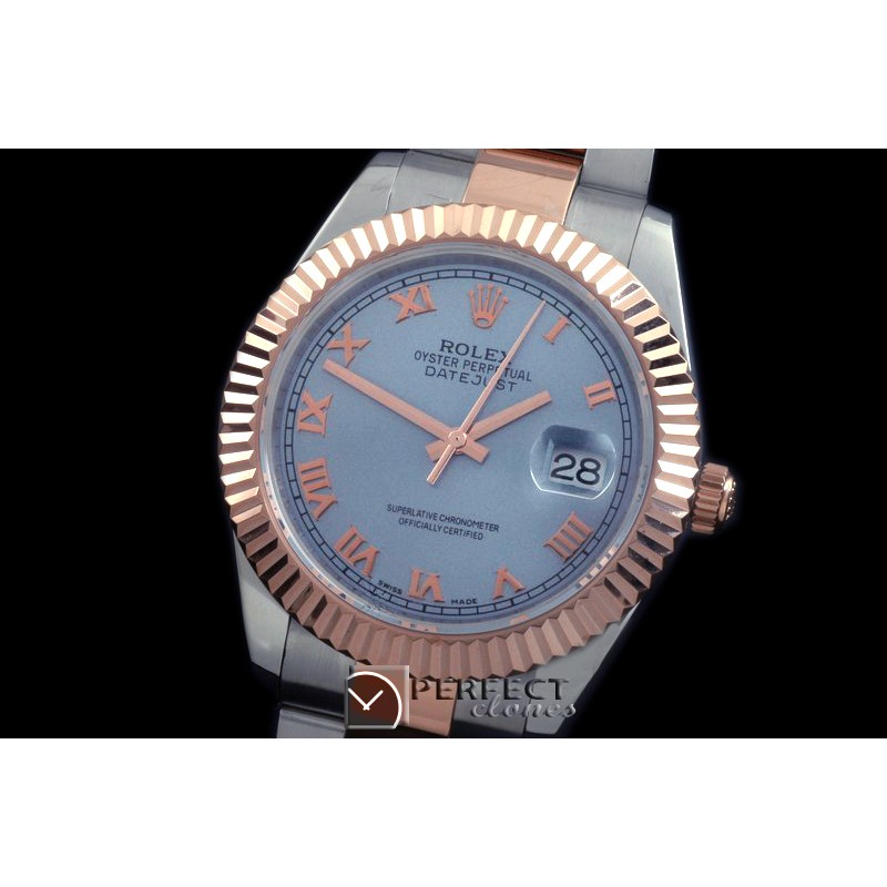 R41DJTR00118 SS/RG Oyster Fluted L-Blue Roman Asian Eta 2836
