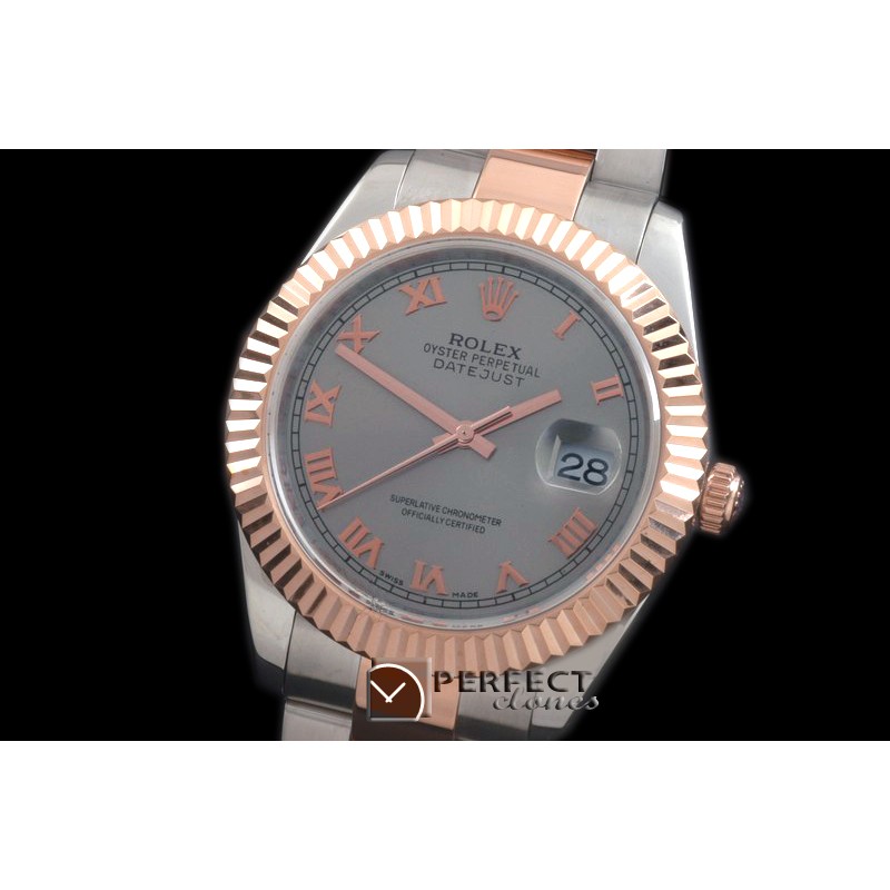 R41DJTR00114 SS/RG Oyster Fluted Grey Roman Asian Eta 2836