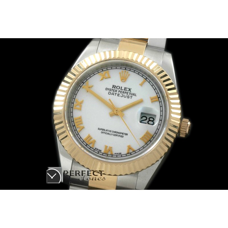 R41DJT00110 SS/YG Oyster Fluted P-White Roman Asian Eta 2836-2 2
