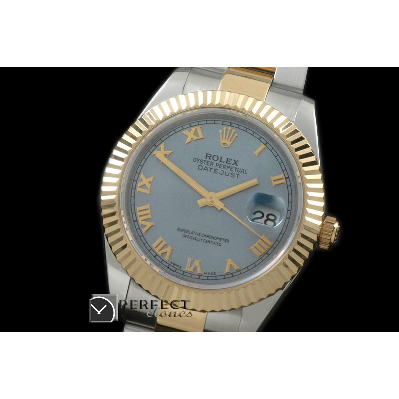 R41DJT0012SS/YG Oyster Fluted L-BLue Roman Asian Eta 2836-2 2