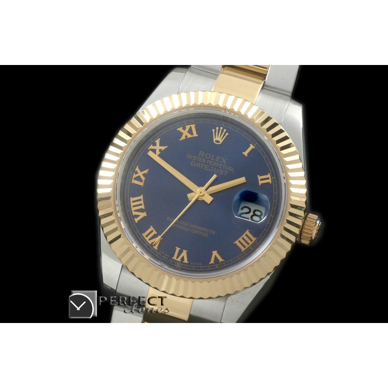 R41DJT00114 SS/YG Oyster Fluted Blue Roman Asian Eta 2836-2 2