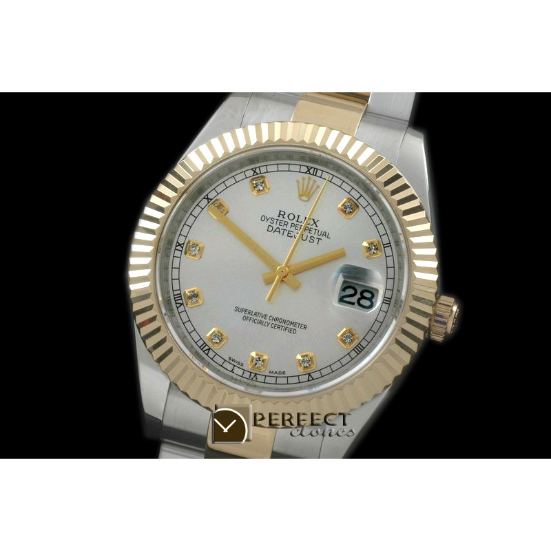 R41DJT00121M SS/YG Oyster Fluted White Diam Asian 2836