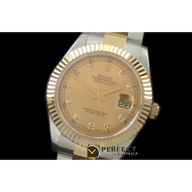 R41DJT00126 SS/YG Oyster Fluted Gold Diam Asian 2836