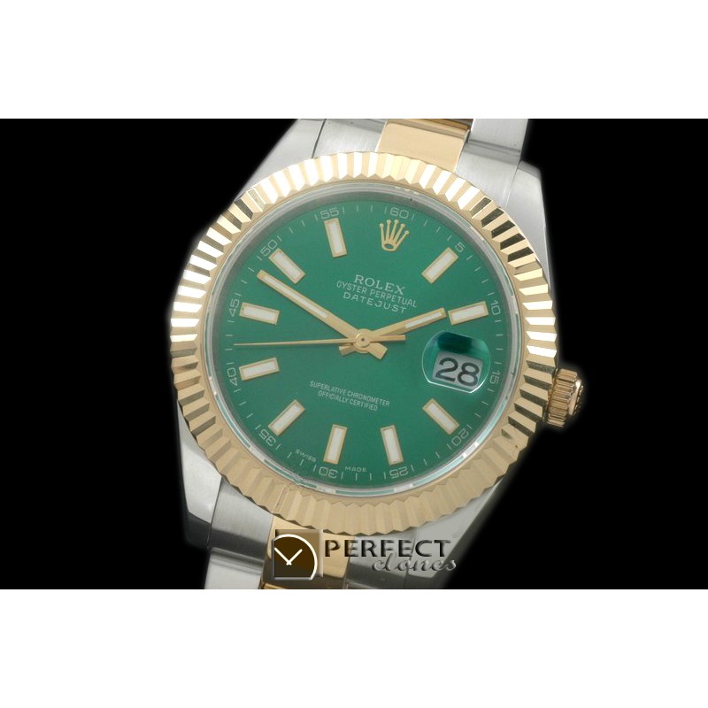 R41DJT00107 SS/YG Oyster Fluted Green Sticks Asian 2836