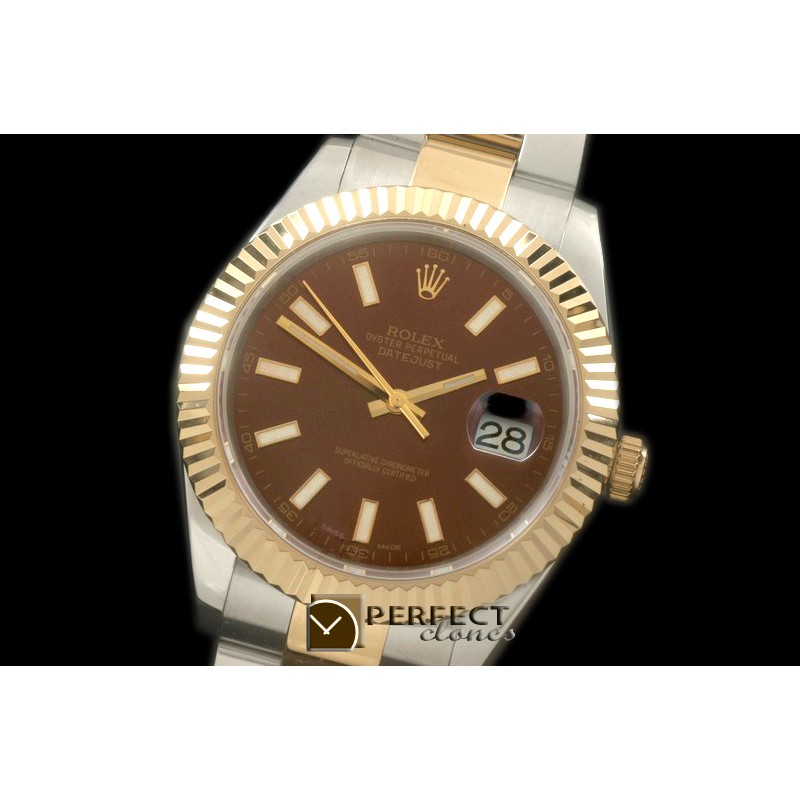 R41DJT00106 SS/YG Oyster Fluted Brown Sticks Asian 2836
