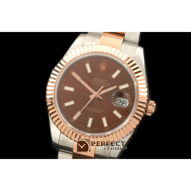 R41DJTR00107 SS/RG Oyster Fluted Brown Sticks Asian 2836