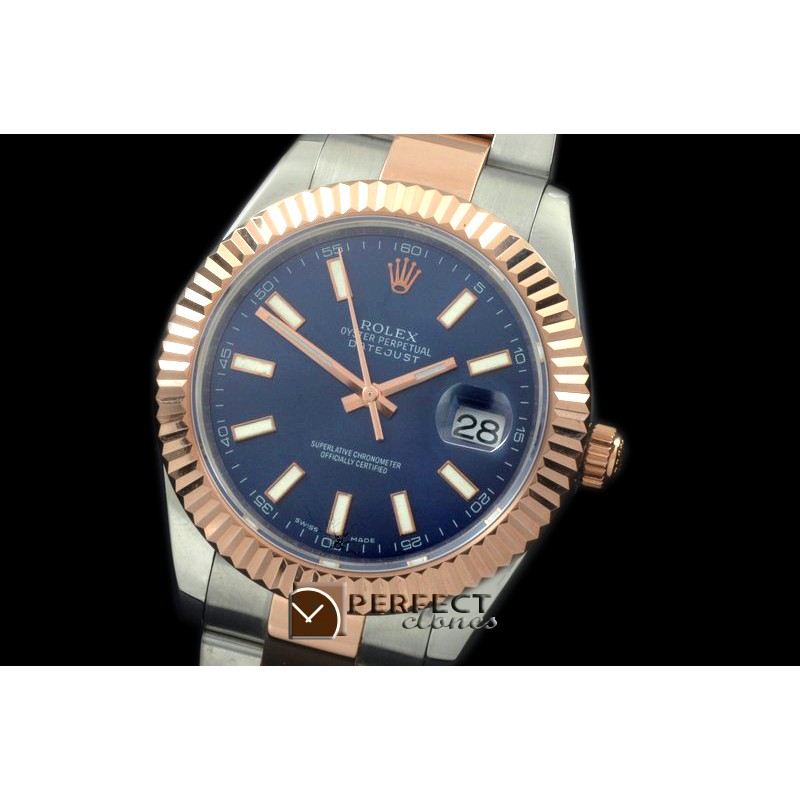 R41DJTR00105 SS/RG Oyster Fluted Blue Sticks Asian 2836