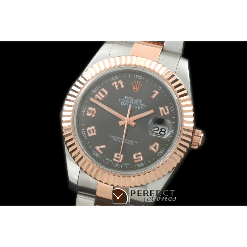 R41DJTR00164 SS/RG Oyster Fluted Grey Num Asian 2836