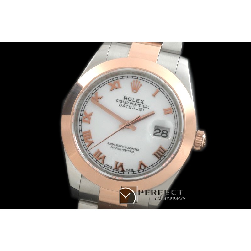 R41DJTR00241 SS/RG Oyster Smooth P-White Roman Asian 2836