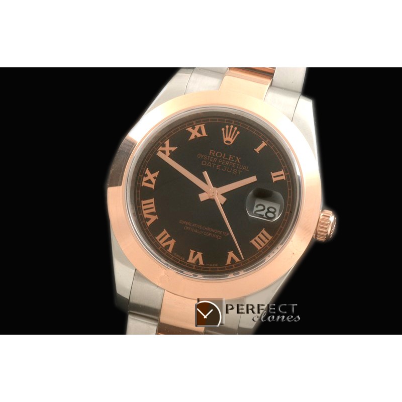 R41DJTR00242 SS/RG Oyster Smooth Black Roman Asian 2836
