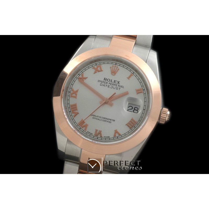 R41DJTR00242 SS/RG Oyster Smooth White Roman Asian 2836