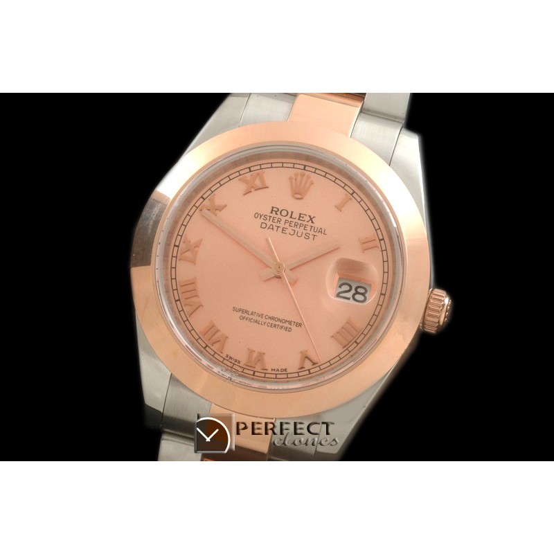 R41DJTR00247 SS/RG Oyster Smooth R-Gold Roman Asian 2836