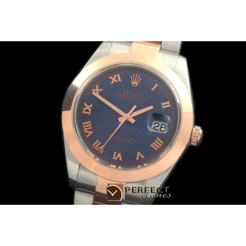 R41DJTR00245 SS/RG Oyster Smooth Blue Roman Asian 2836