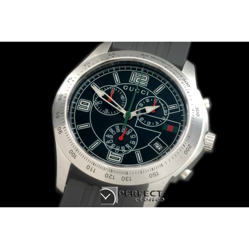 GU-TI-252L G-Timeless Chrono Men SS/LE Black Swiss Quartz