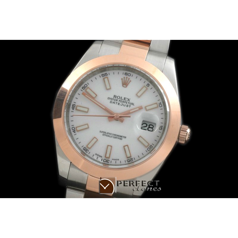 R41DJTR0020SS/RG Oyster Smooth P-White Sticks Asian 2836
