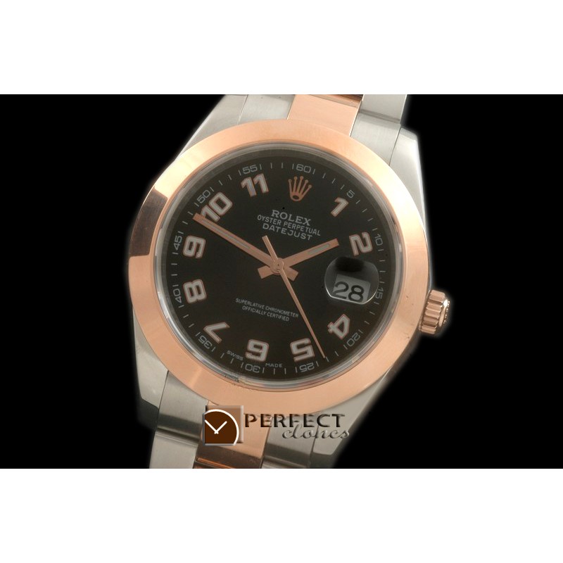R41DJTR00273 SS/RG Oyster Smooth Black Num Asian 2836