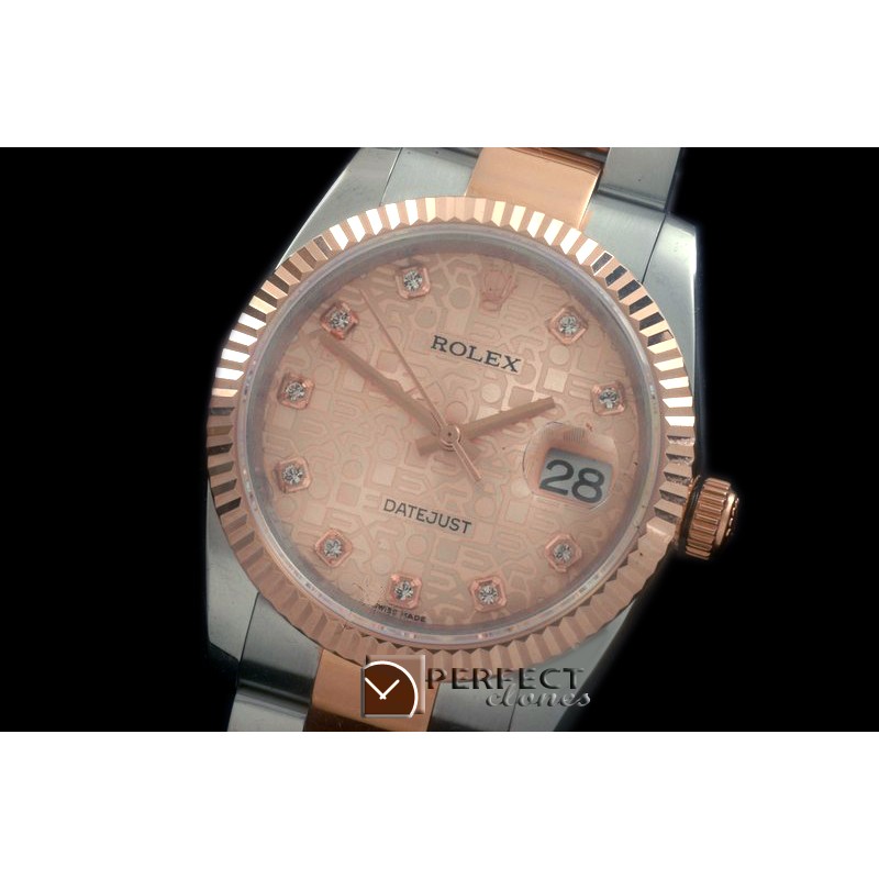 RDJMTR00339 RG/SS Fluted Oyster Jul R-Gold Diam 2836
