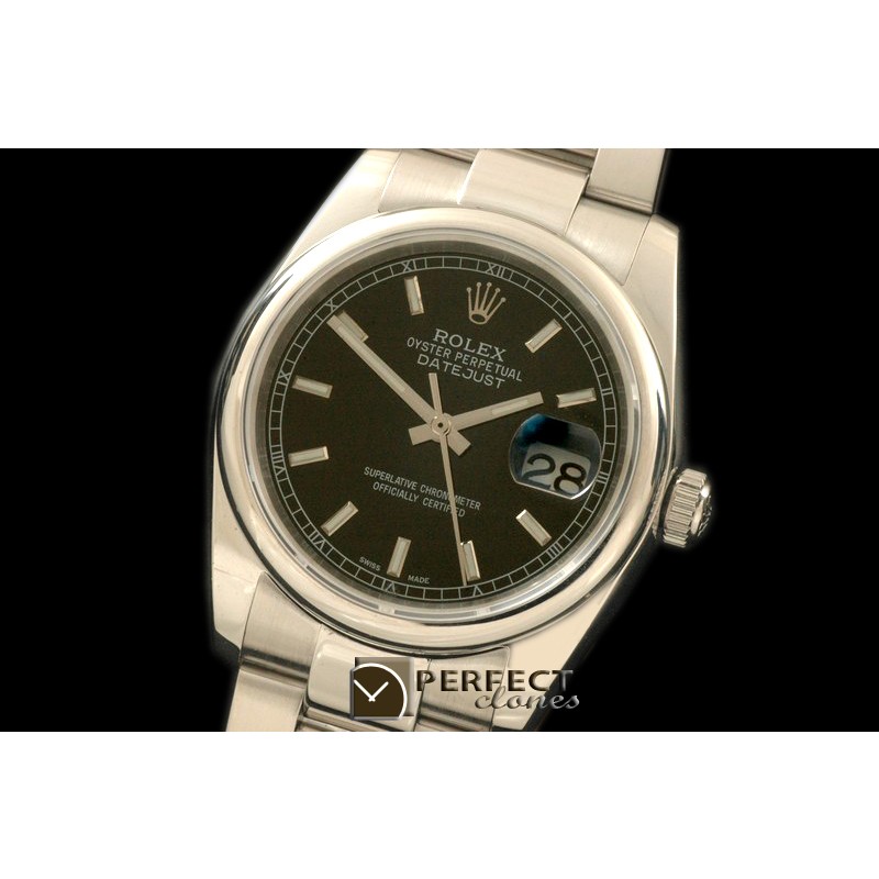 RDJMS10014 SS Black Dial Sticks Markers 2836